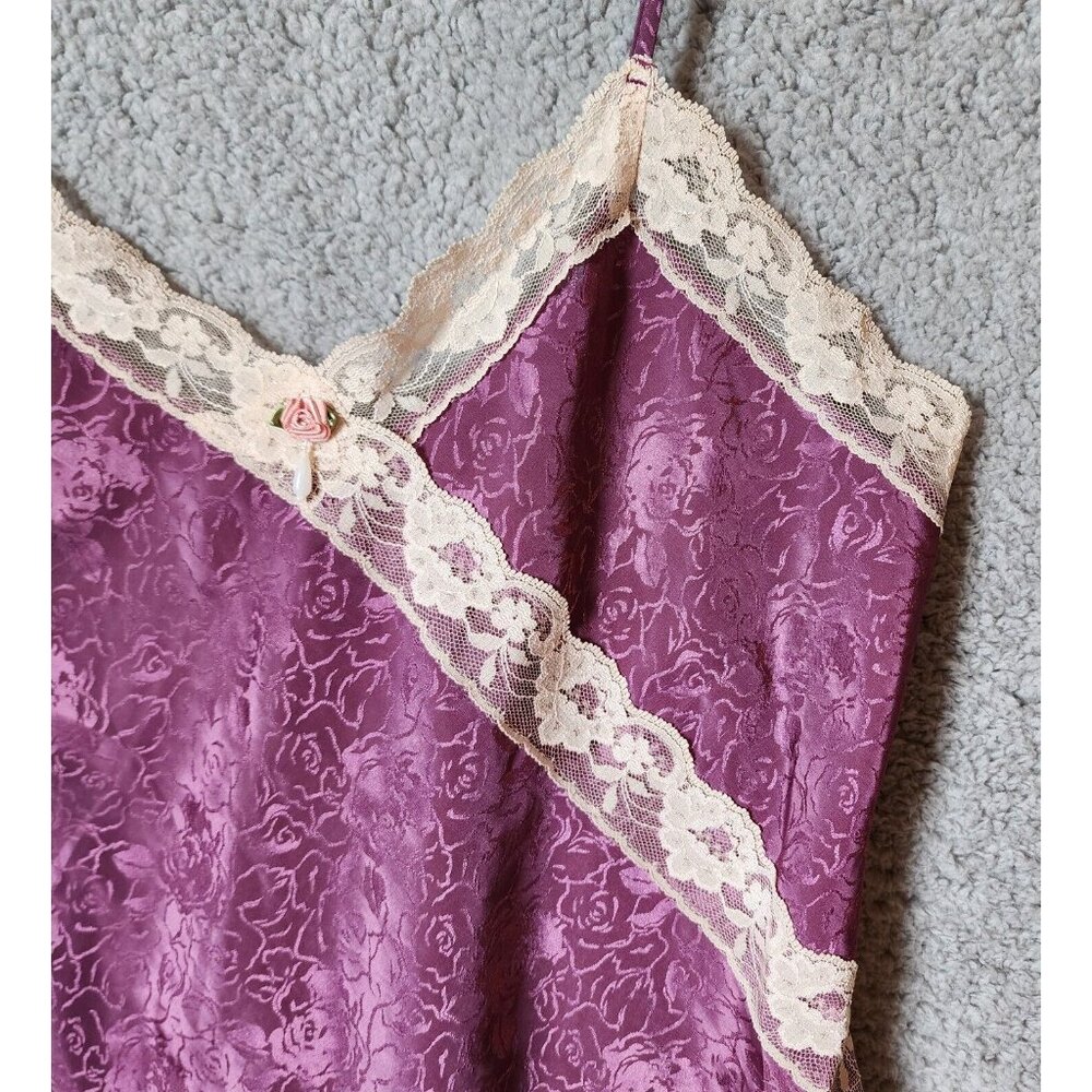 VTG Angelique Womens Sleeveless Chemise Nightgown Lingerie Lave Accents Floral M - Picture 3 of 13